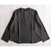 《 MEN 》 maillot mature / Canvas Linen Henley BB Shirt ( BLACK )