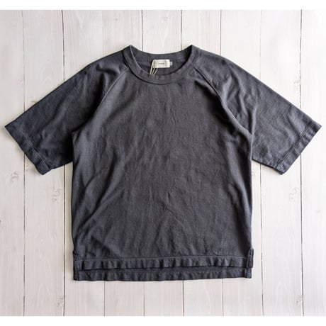 《 UNISEX 》RINEN / 60/2スーピマインレイ 半袖ラグランクルーネック ( チャコール )