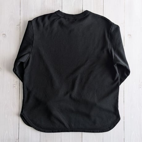 《 UNISEX 》 RINEN / 40/2スーピマ裏毛 裾ラウンドクルーネック ( クロ )