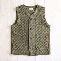 《 UNISEX 》 RINEN / 30/1オーガニック天竺ダイヤキルティング ベスト ( オリーブ )