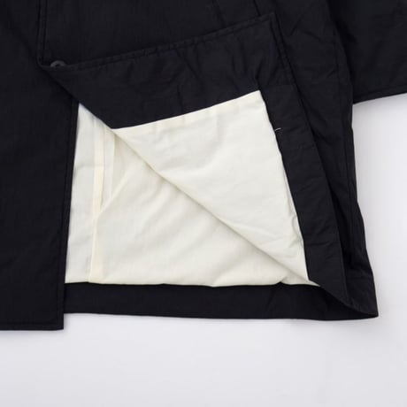 《 UNISEX 》 RINEN / 綿ナイロンタイプライター 中綿ボンディング ステンカラーコート ( クロ )