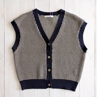 《 WOMEN 》 PONT DE CHALONS / ポップコーン編みVネックベスト ( ネイビー )