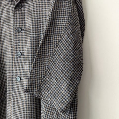 《 WOMEN 》H.UNIT / Wool check raglan atelier coat ( BLACK )