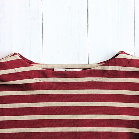 《 Unisex 》ämne / BORDER gride basque Ⅱ ( Bordeaux_Beige )