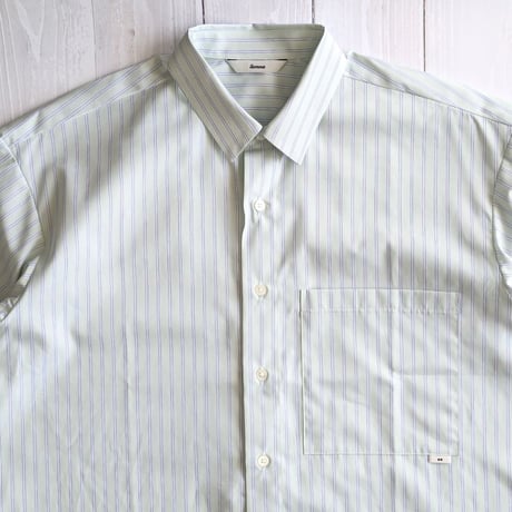 《 Unisex 》ämne / PIMA STRIPE half sleeve shirts  ( GREEN )