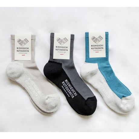 《 MEN 》 NISHIGUCHI KUTSUSHITA / コットンカシミヤウォークソックス M ( 4 colors )