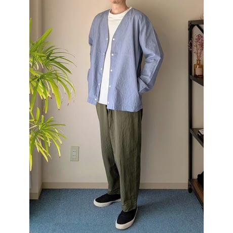 《 UNISEX 》 RINEN / 80/1+50/1強撚平織 カーディガンシャツ ( ハケメ )