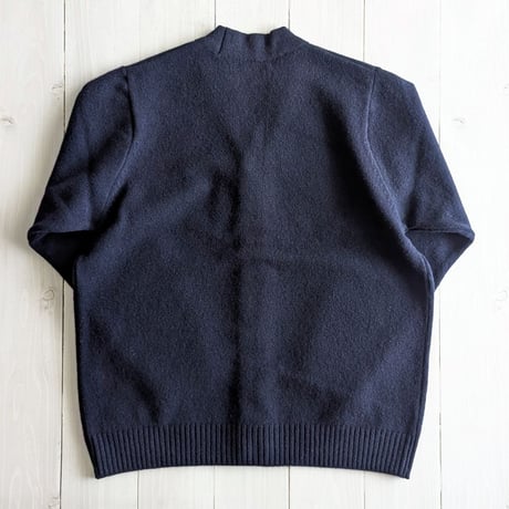 《 UNISEX 》RINEN / 2/15ウール天竺編み カーディガン ( ネイビー )