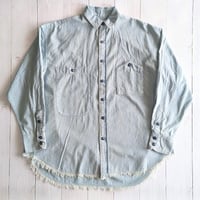 《 UNISEX 》H.UNIT / Chambray big pocket work shirt ( Used wash )