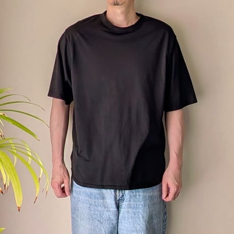 《 UNISEX 》 RINEN / 60/2スーピマ天竺 半袖ラウンドクルーネック ( クロ )