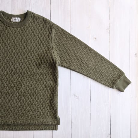 《 UNISEX 》 RINEN / 30/1オーガニック天竺ダイヤキルティング クルーネック ( オリーブ )