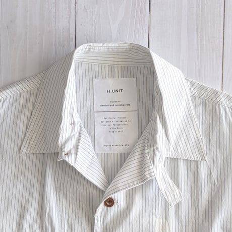 《 MEN 》 H.UNIT / Stripe shirtalls ( WHITE )
