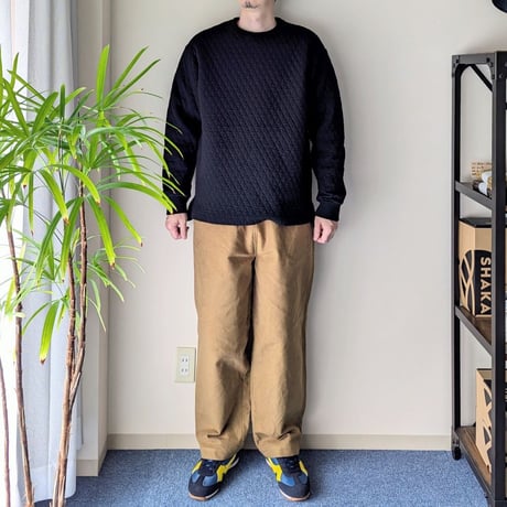 《 UNISEX 》 RINEN / 30/1オーガニック天竺ダイヤキルティング クルーネック ( クロ )