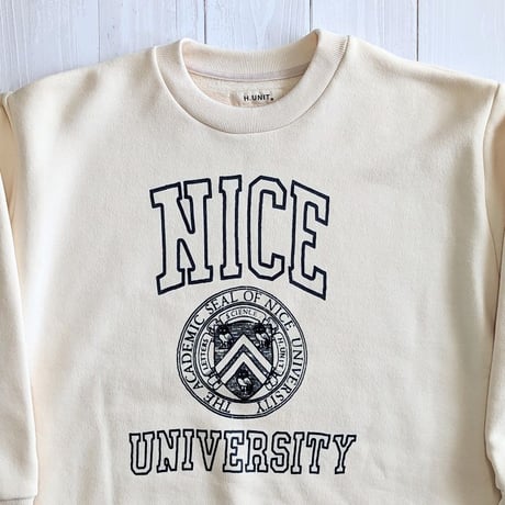 《 Unisex 》H.UNIT / Nice college crewneck sweat ( KINARI )