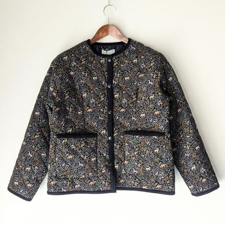 《 WOMEN 》 sosotto / LIBERTYコーデュロイキルティング ノーカラージャケット ( ブラック )