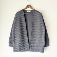 《 WOMEN 》RINEN / 30/1オーガニック天竺ダイヤキルティング トッパーカーディガン ( チャコール )