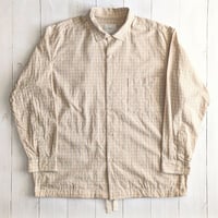 《 MEN 》 RINEN / 40/1オーガニックミニチェック 裾ヒモレギュラーカラーシャツ ( ベージュ )