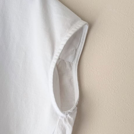 《 WOMEN 》 MANON / OVER DYE LINEN COMBI SHIRT TEE ( WHITE )