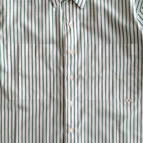 《 Unisex 》ämne / PIMA STRIPE covered shirts  ( GREEN )