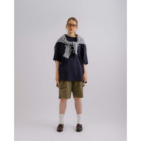 《 UNISEX 》 H.UNIT / Back satin military shorts ( BLACK )