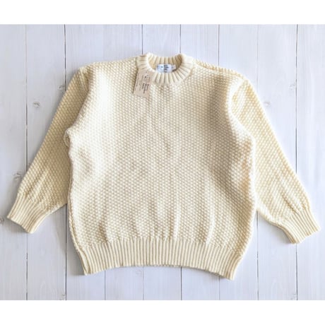 《 UNISEX 》Kerry Woollen Mills / Moss Stitch Crew Neck Sweater Relax ( Pure Aran )