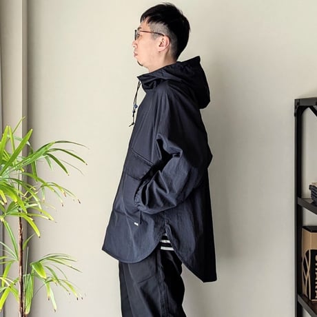 《 UNISEX 》ämne / NYLON useful hoodie  ( BLACK )