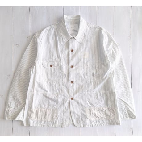 《 MEN 》 H.UNIT / Stripe shirtalls ( WHITE )