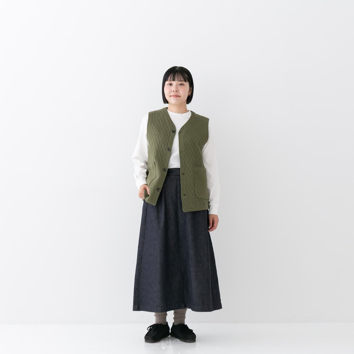UNISEX 》 RINEN / 30/1オーガニック天竺ダイヤキルティング ベスト (