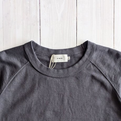 《 UNISEX 》RINEN / 60/2スーピマインレイ 半袖ラグランクルーネック ( チャコール )