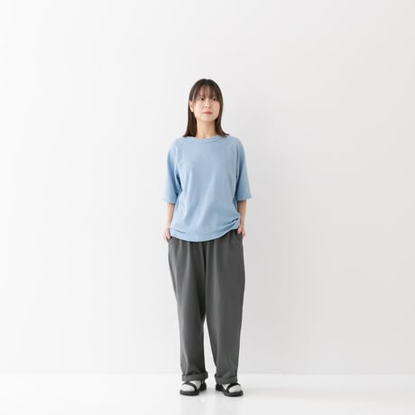 《 UNISEX 》RINEN / 60/2スーピマインレイ 半袖ラグランクルーネック ( チャコール )