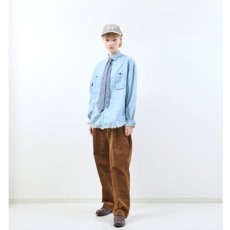 《 UNISEX 》H.UNIT / Chambray big pocket work shirt ( Used wash )