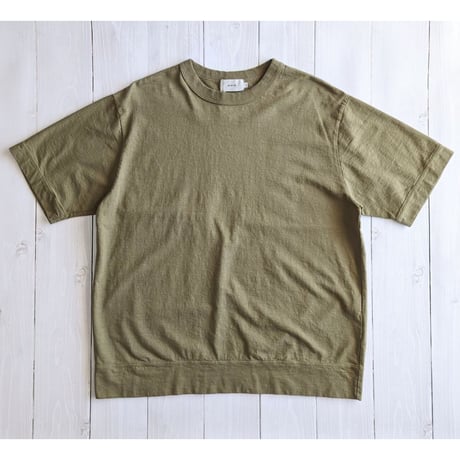 《 Unisex 》RINEN / 30/1強撚インレイ 半袖オーバーサイズクルーネック ( オリーブ )