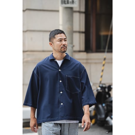 《 MEN 》 weac. / JONNY 7分袖シャツ ( NAVY )