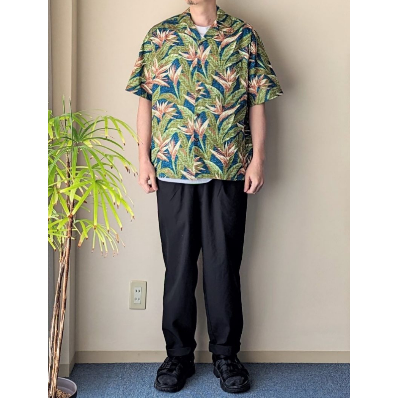 古着 Hilo Hattie アロハシャツ 半袖 青　オウム　ロンジョン　L Hilo Hattie ヒロハッティ S/S Rayon ALOHA Shirt ショート