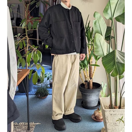 《 Unisex 》ämne / HERRINGBONE clerk crew ( BLACK )