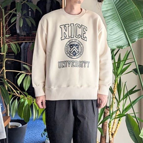 《 Unisex 》H.UNIT / Nice college crewneck sweat ( KINARI )