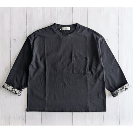 《 WOMEN 》 sosotto / 21/2天竺袖裏LIBERTYクルーネックロングスリーブ ( ブラック )
