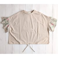 《 WOMEN 》 sosotto / 40/2シルケット天竺裾ドロストLIBERTYギャザースリーブTシャツ ( タン )
