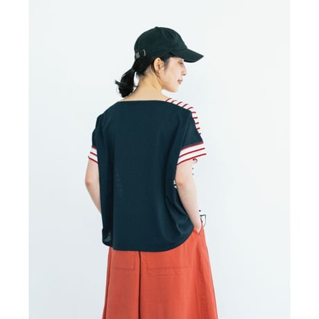 《 WOMEN 》 PONT DE CHALONS / 接触冷感ボーダープルオーバー ( ネイビー )