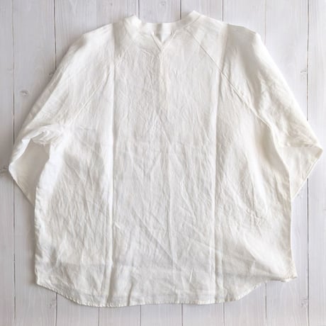 《 MEN 》 maillot mature / Canvas Linen Henley BB Shirt ( WHITE )