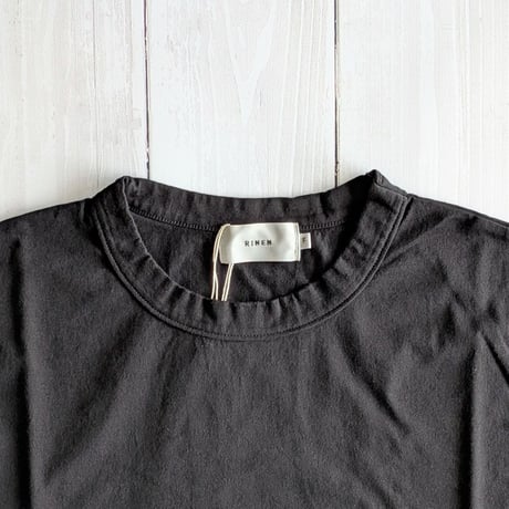 《 UNISEX 》 RINEN / 60/2スーピマ天竺 半袖ラウンドクルーネック ( クロ )