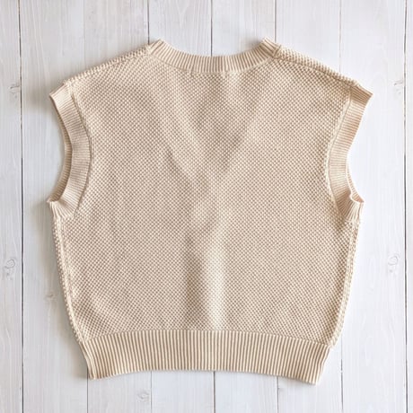 《 WOMEN 》 PONT DE CHALONS / ポップコーン編みVネックベスト ( エクリュ )