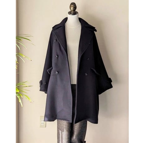 《 WOMEN 》maillot mature / Double Face Beaver Big Pea Coat ( NAVY )