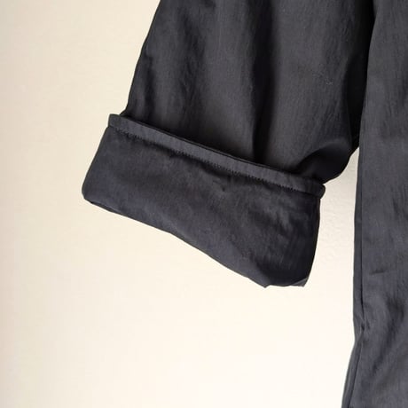 《 UNISEX 》 RINEN / 綿ナイロンタイプライター 中綿ボンディング ステンカラーコート ( クロ )