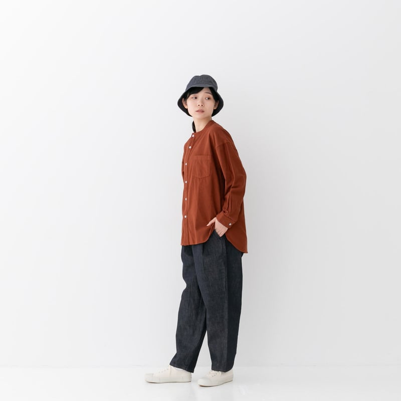 Unisex 》RINEN / ライトモールスキン ノーカラーワイドシャツ 