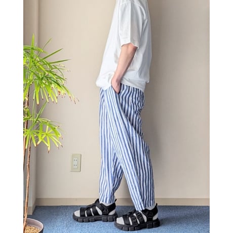 《 Unisex 》RINEN / 25/1リネン平織 ラクパンツ ( ストライプ )
