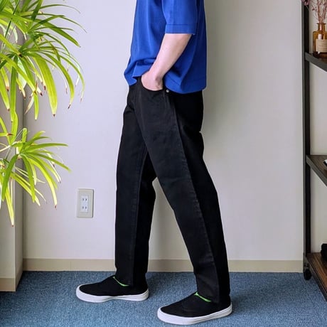 《 UNISEX 》 HATSKI / Loose Tapered Washi Denim ( BLACK )