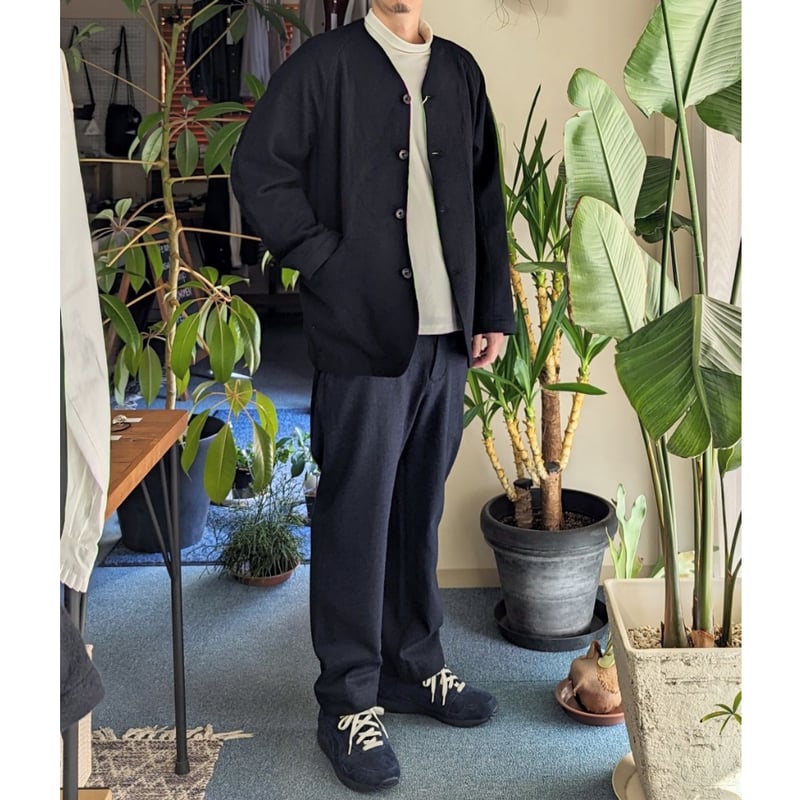 Unisex 》RINEN / 2/48ウール綾織 ラグランノーカラージャケット Unisex 》RINEN / 2/48ウール綾織 ラグランノーカラージャケット