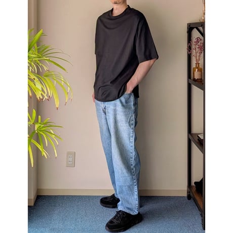 《 UNISEX 》 RINEN / 60/2スーピマ天竺 半袖ラウンドクルーネック ( クロ )
