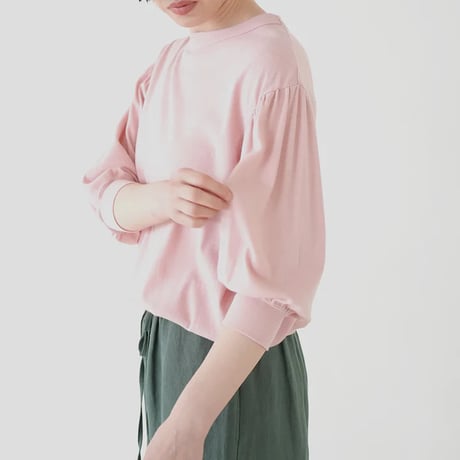 《 WOMEN 》 MANON / SUMMER WOOL MIX COOL GATHER SLEEVE TEE ( IVORY )